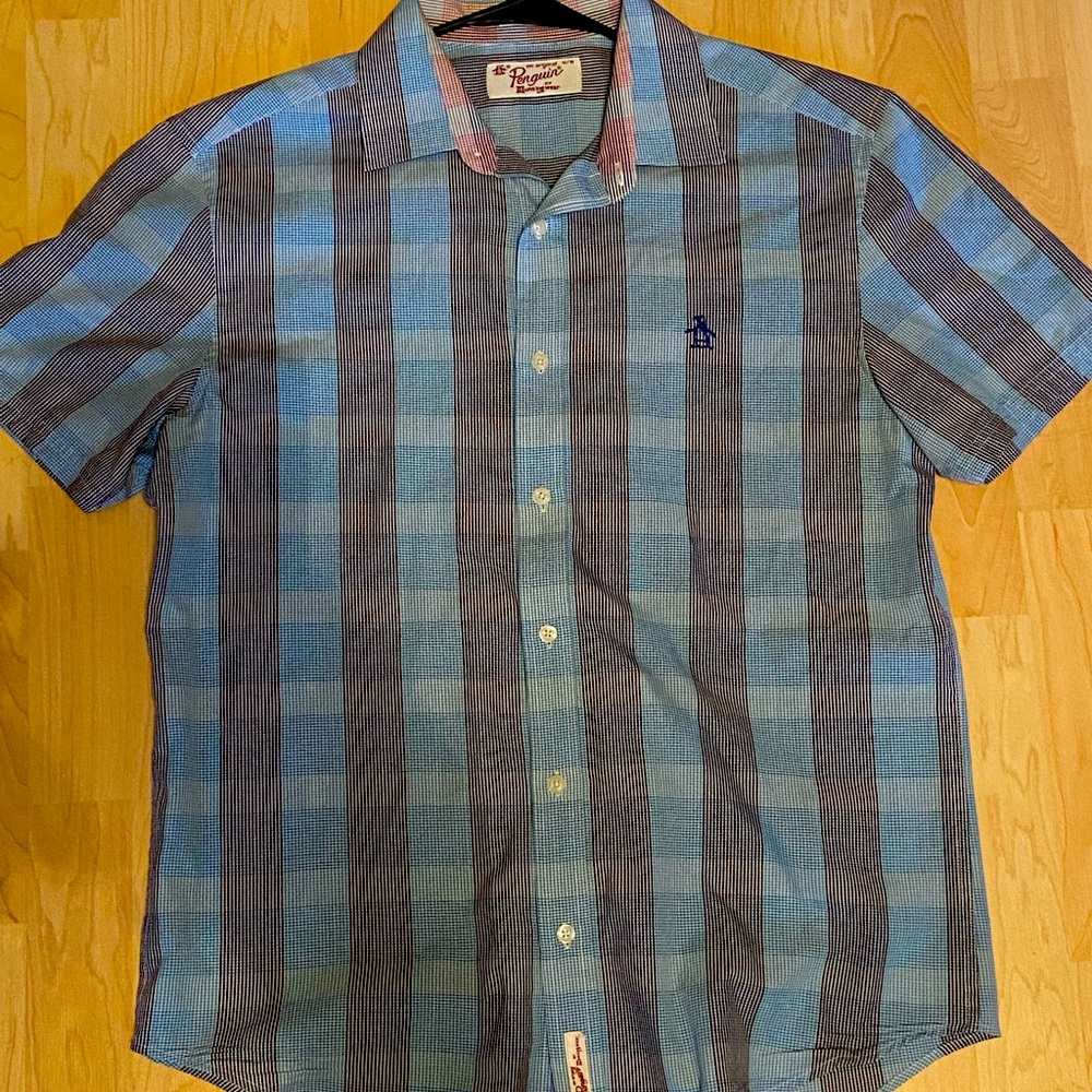 Penguin plaid button up shirt.